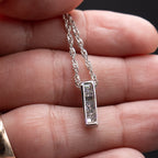14k White Gold Princess & Baguette Cut Diamond Pendant Necklace