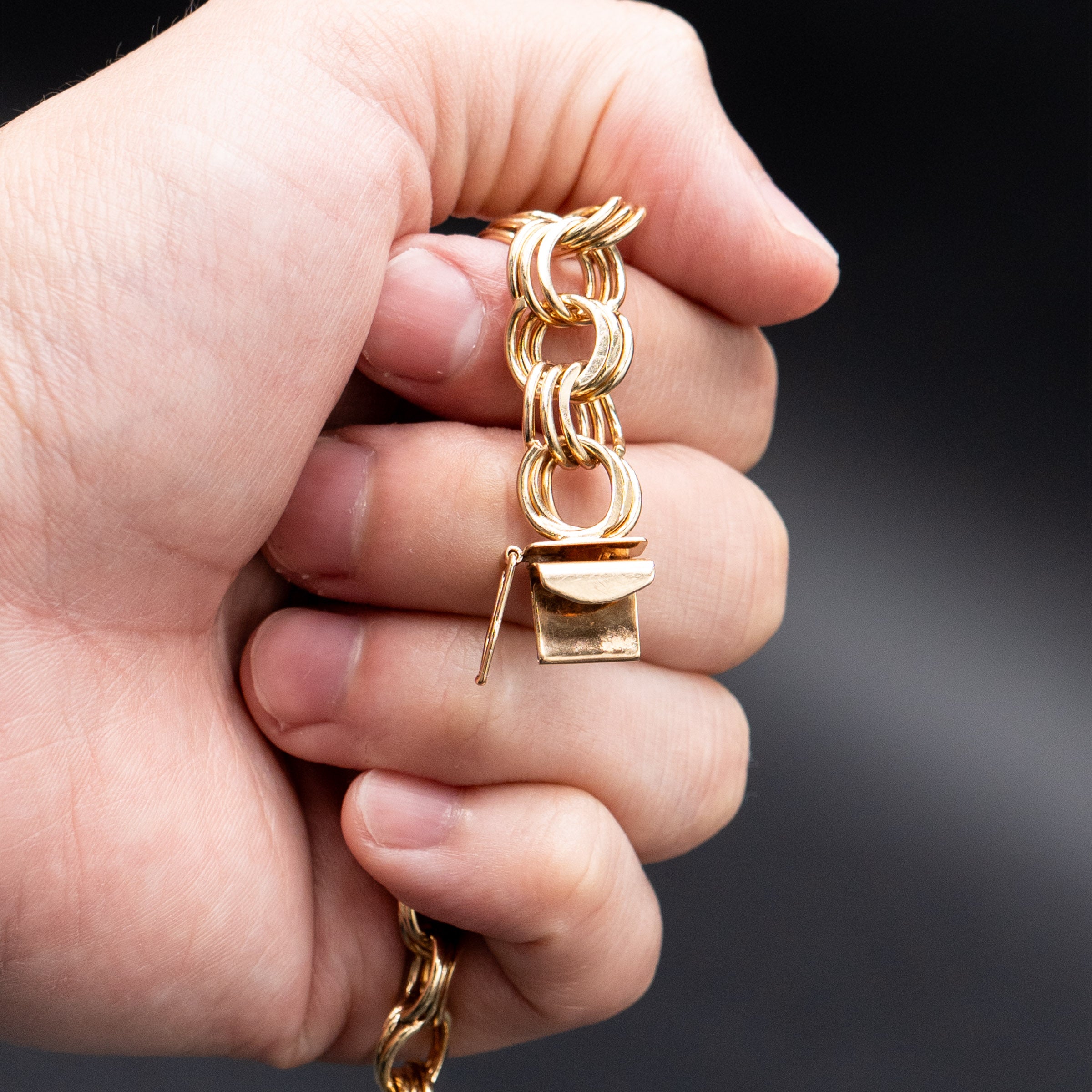 14k Yellow Gold Tripple Ring Charm Bracelet