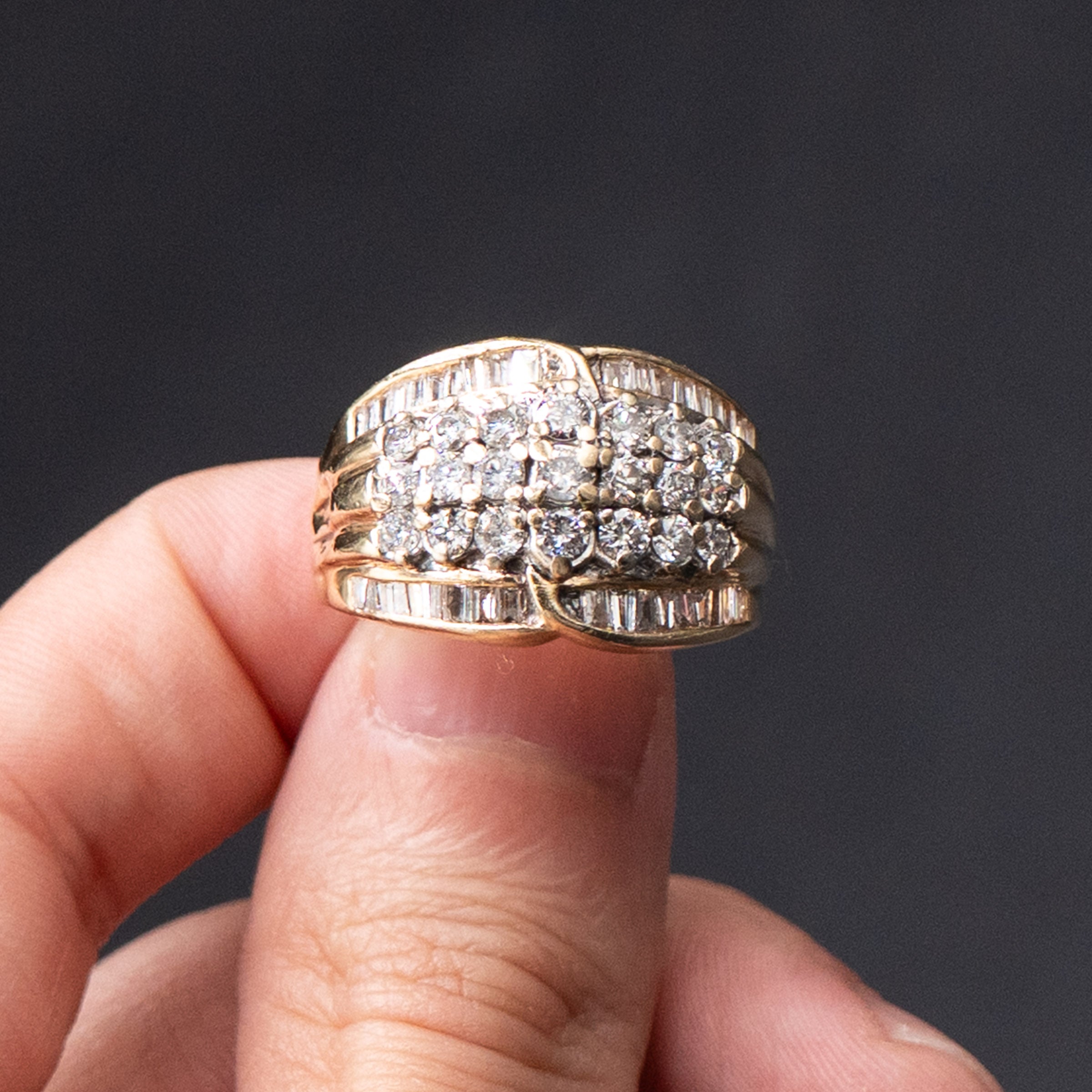14k Yellow Gold Diamond Dome Ring
