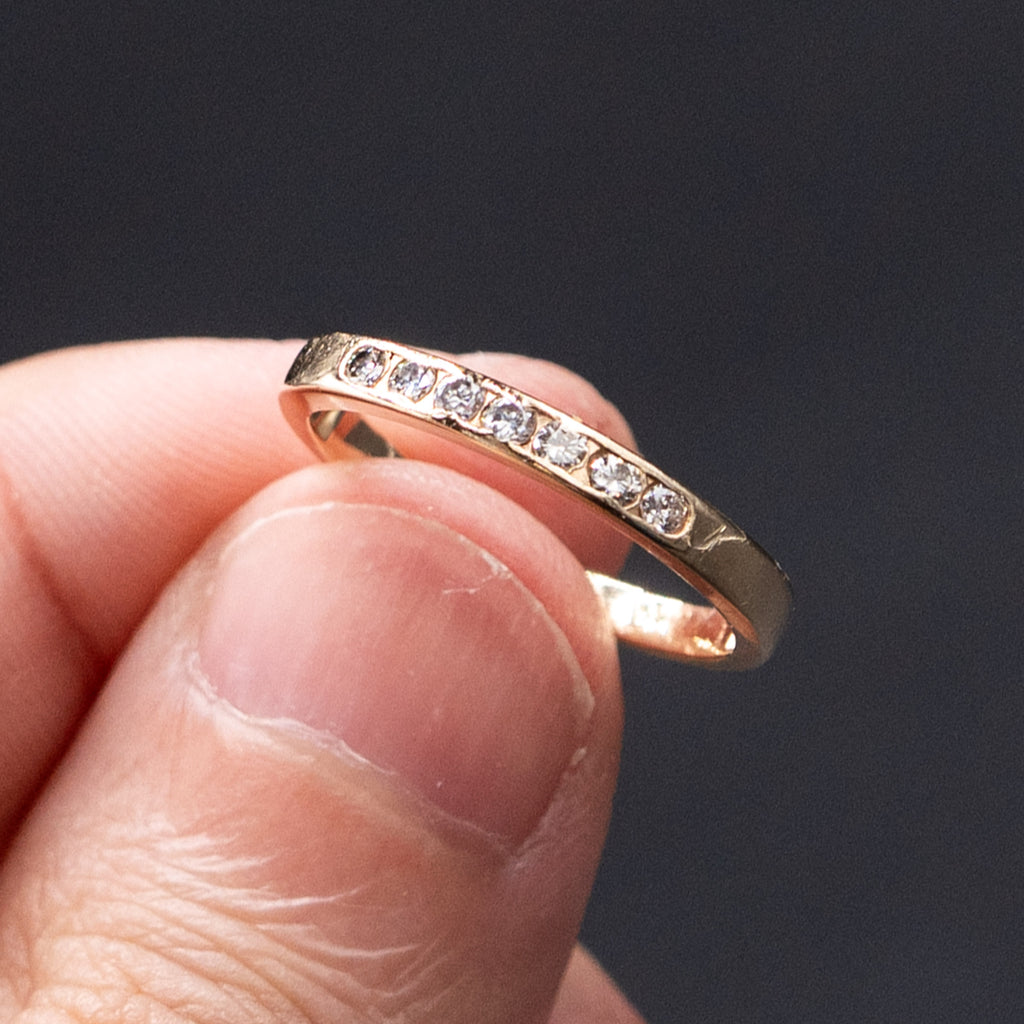 14k Yellow Gold Bezel Set Diamond Wedding Band