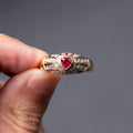 14k Yellow Gold Heart Shape Ruby & Diamond Ring