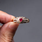 14k Yellow Gold Heart Shape Ruby & Diamond Ring