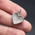14k White Gold Invisible Set Diamond Pave Heart Pendant