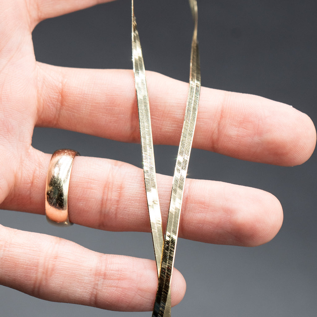 14k Yellow Gold Herringbone Ladies Necklace