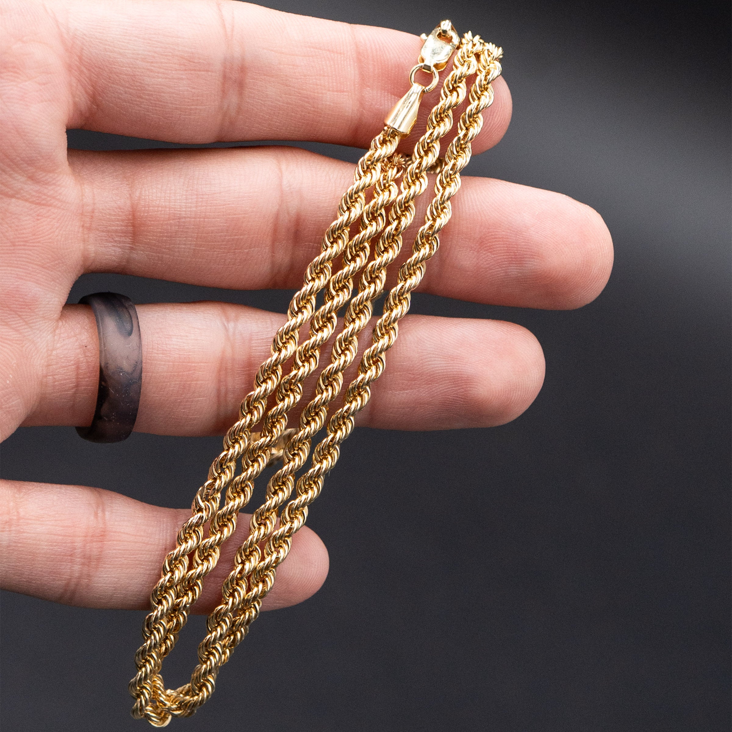 14k Yellow Gold Light Rope Chain Necklace