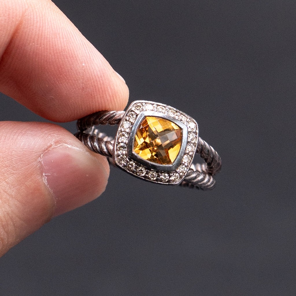 Pre-Owned David Yurma Citrine & Diamond Petite Albion Ring