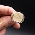 14k Yellow Gold Wide Nugget Textured Mens Ring