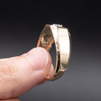 14k Yellow Gold Round Gemstone Wide Mens Band
