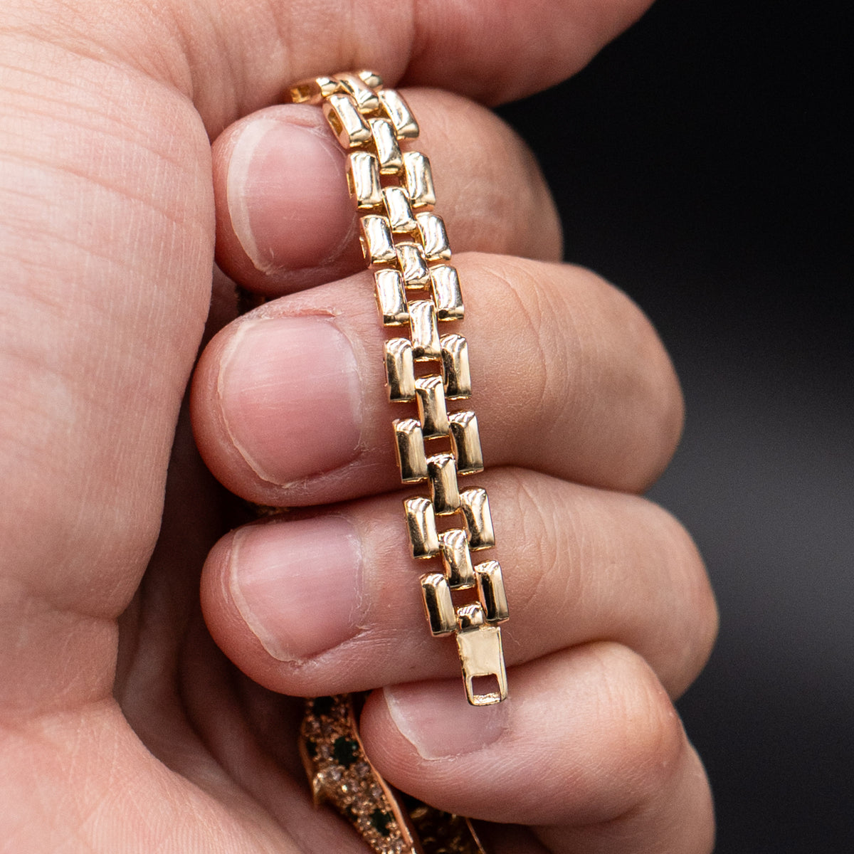 14k Yellow Gold Diamond & Emerald Panther Bracelet