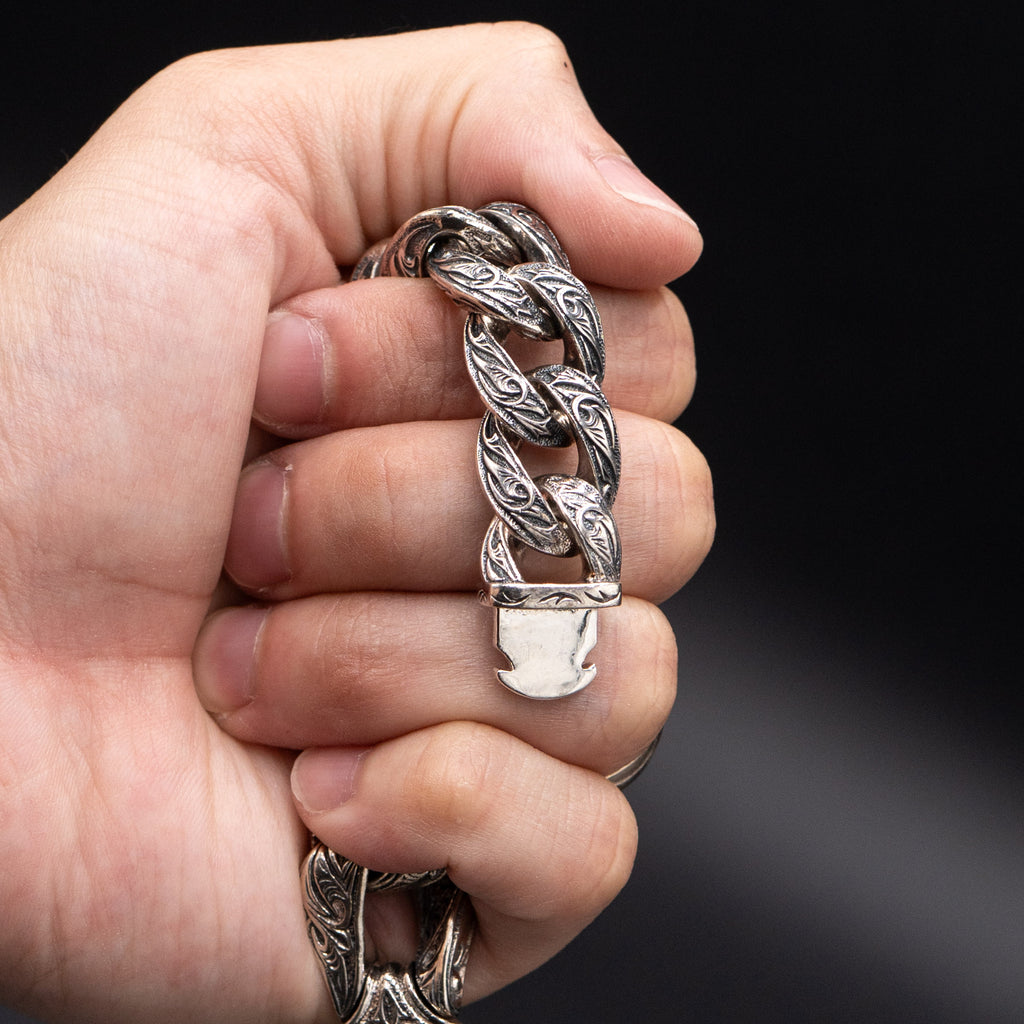 Scott Kay Guardian Silver Engraved Link Bracelet