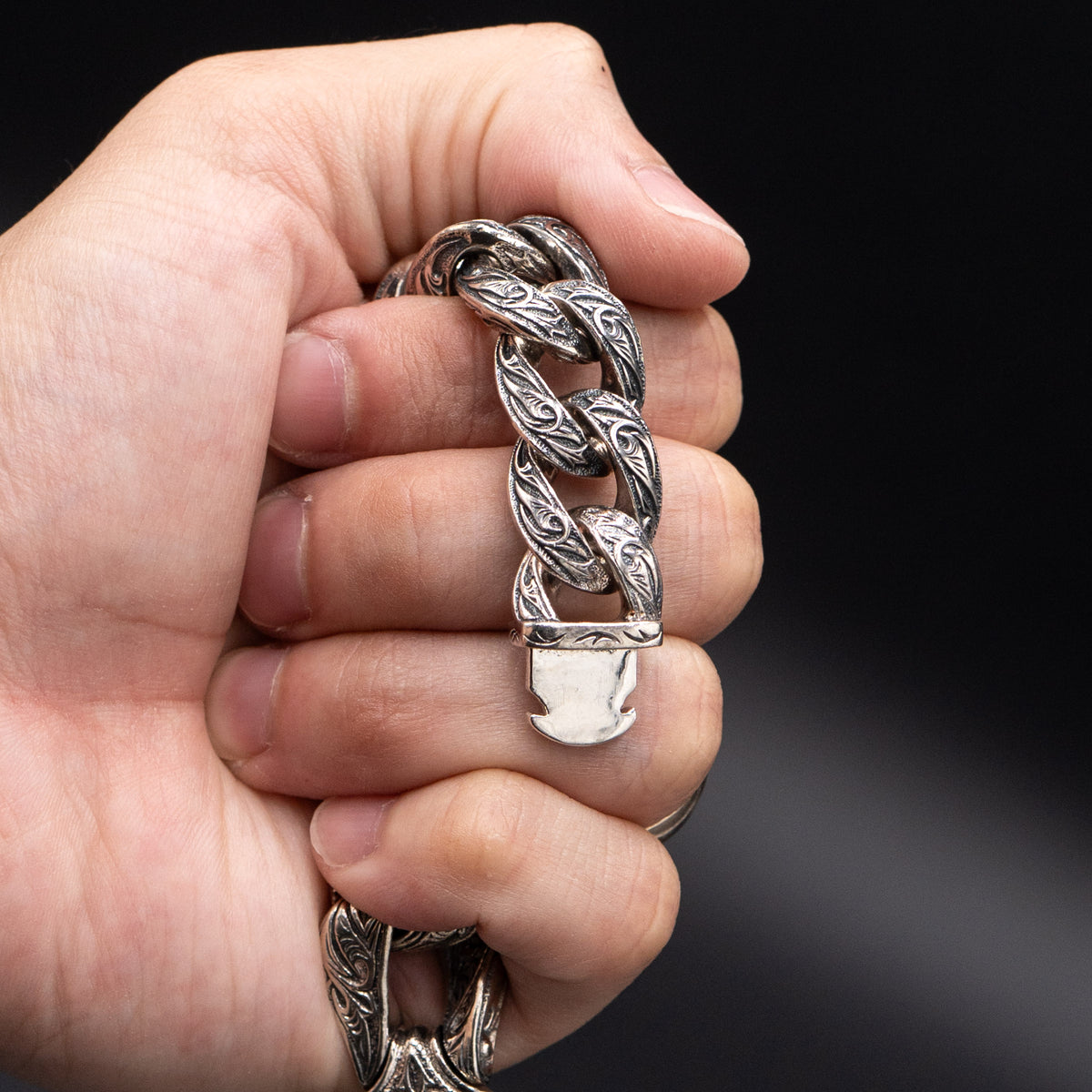 Scott Kay Guardian Silver Engraved Link Bracelet