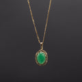 14k Yellow Gold Oval Jade Pendant Necklace