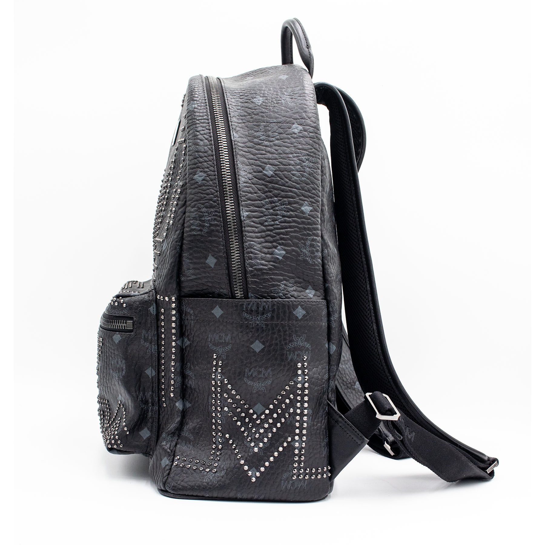 MCM Munchen Stark Studded Black Backpack