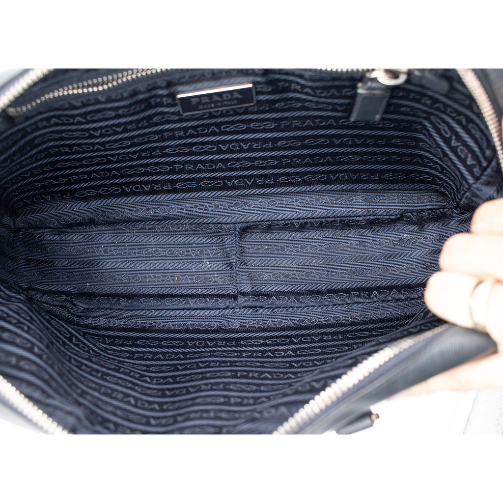 Prada Saffiano Leather Blue Gray Handbag