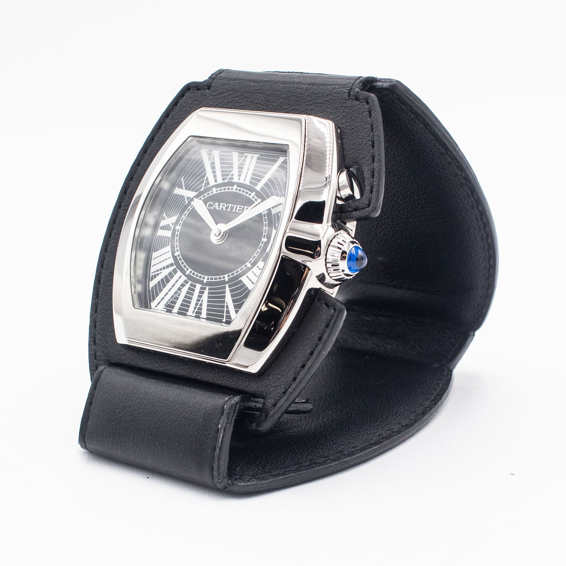 Cartier Roadster Stainless Steel Black Dial Travel Clock