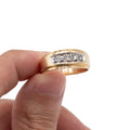14k Yellow Gold Round Diamond Wide Mens Ring
