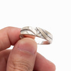 10k White Gold Bezel Set Diamond Wave Mens Ring