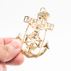 14k Yellow Gold Jesus Anchor Pendant