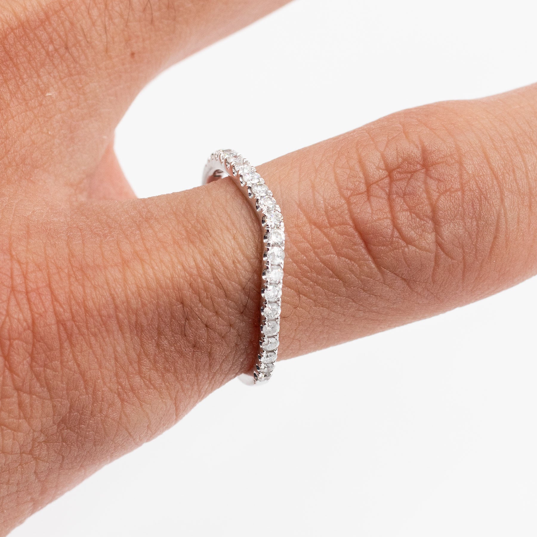 14k White Gold Round Diamond Halo Engagement Ring & Band Set