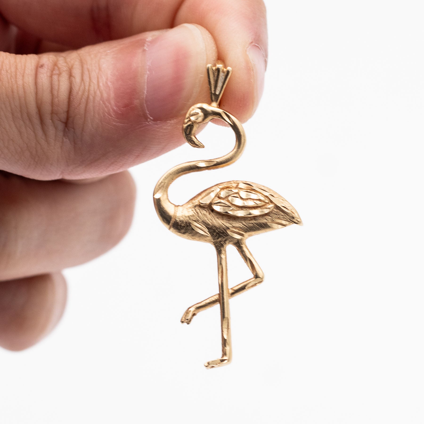 14k Yellow Gold Flamingo Pendant