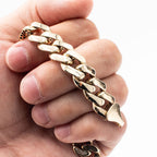 10k Yellow Gold Curb Link Mens Chain Bracelet