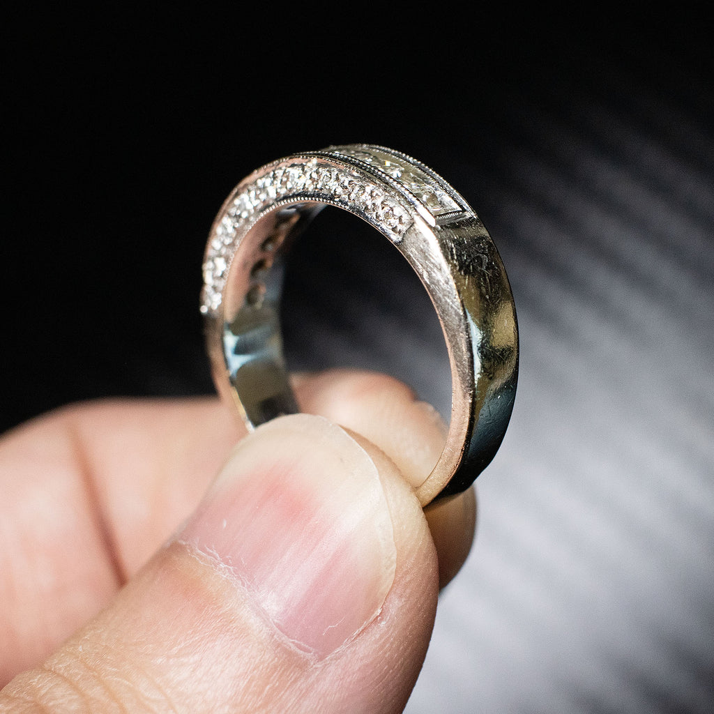 14k White Gold Round Diamond Channel Set Ring