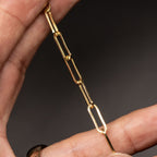 18k Yellow Gold Paper Clip Link 7 inch Chain Bracelet