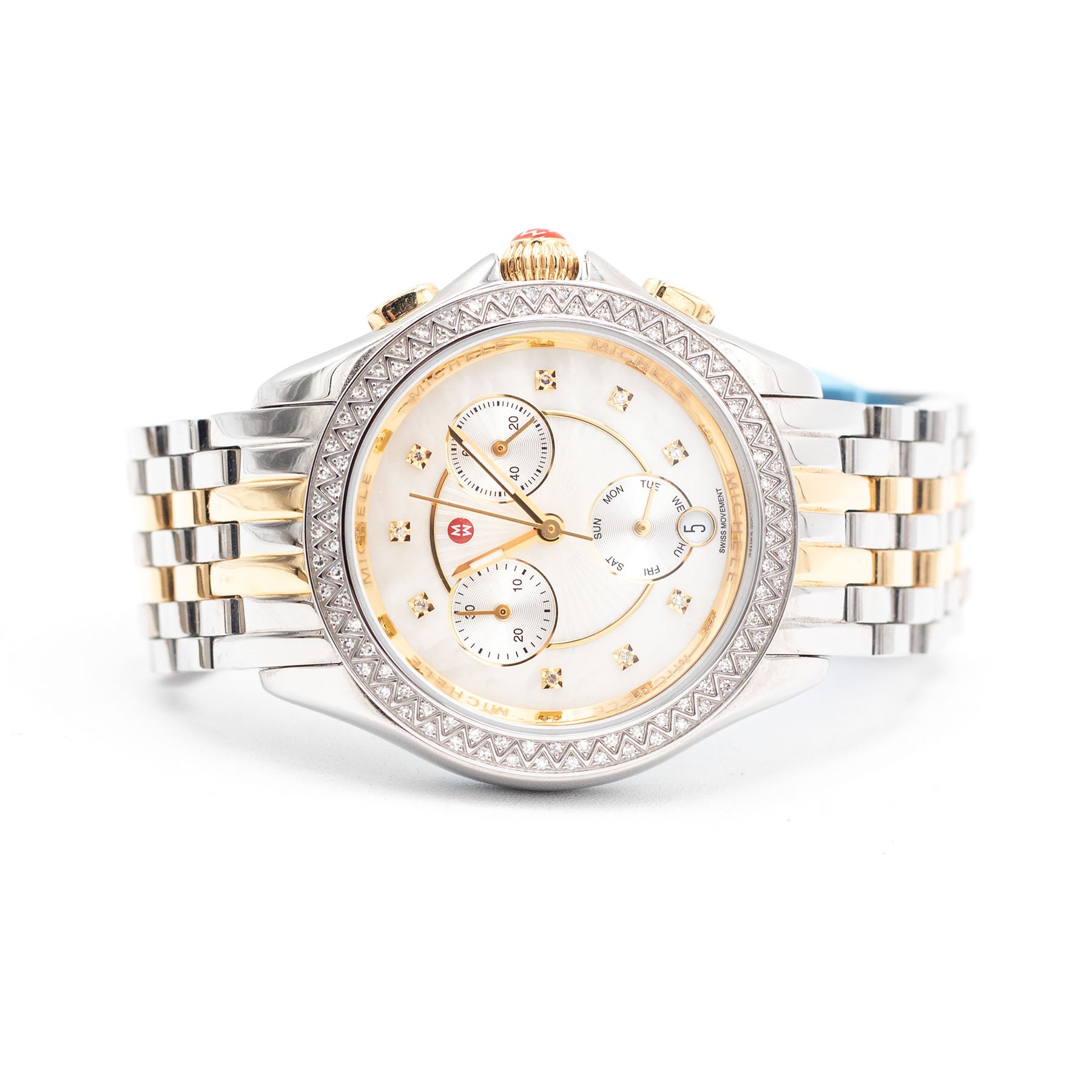 Michele Belmore Two Tone Stainless Steel Diamond Ladies Watch