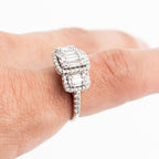 14k White Gold Baguette & Round Invisible Set Ring