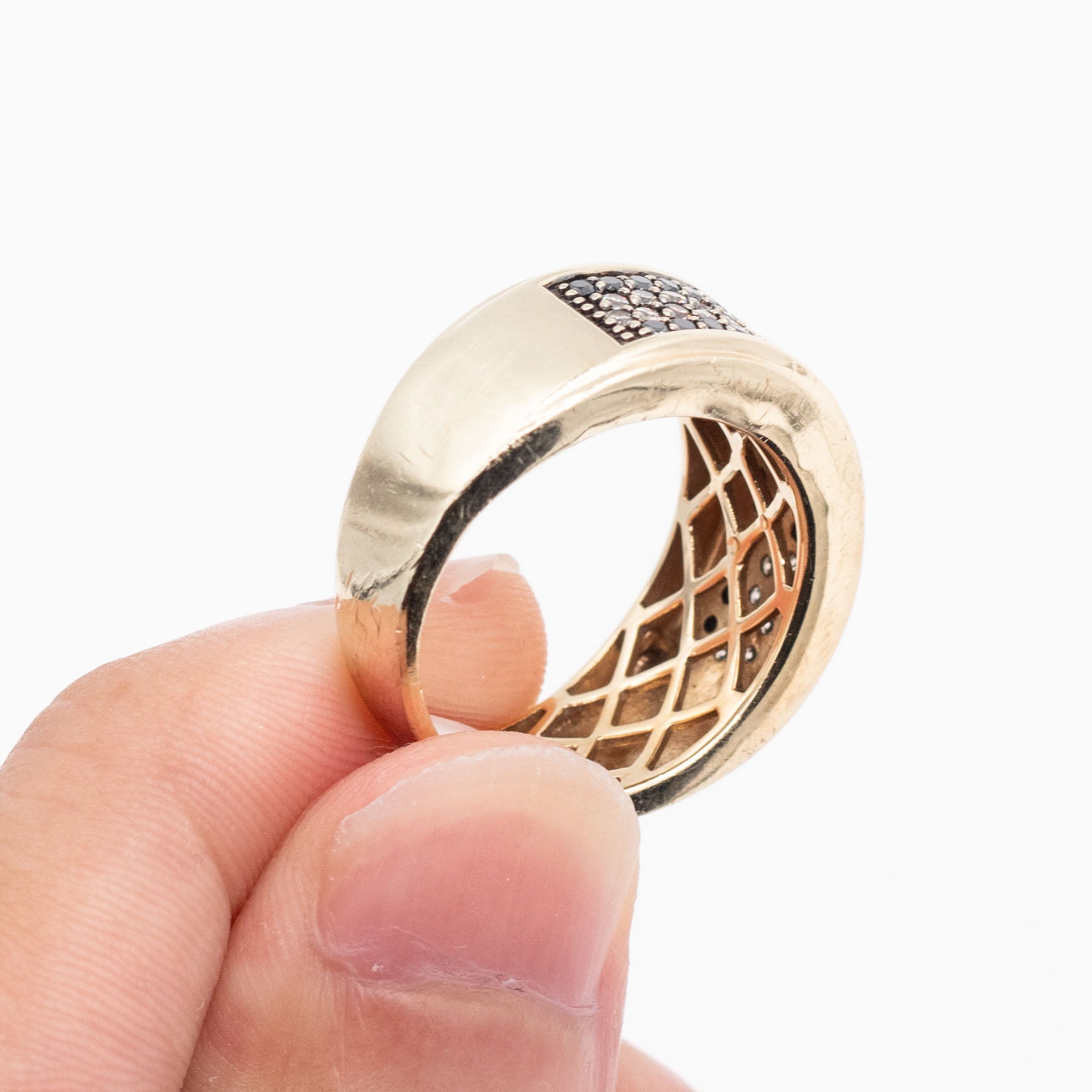 14k Yellow Gold Black & Fancy Diamond Pave Wide Ring