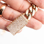 10k Yellow Gold 10mm Cuban Link Chain 15 inch Necklace With Diamonds