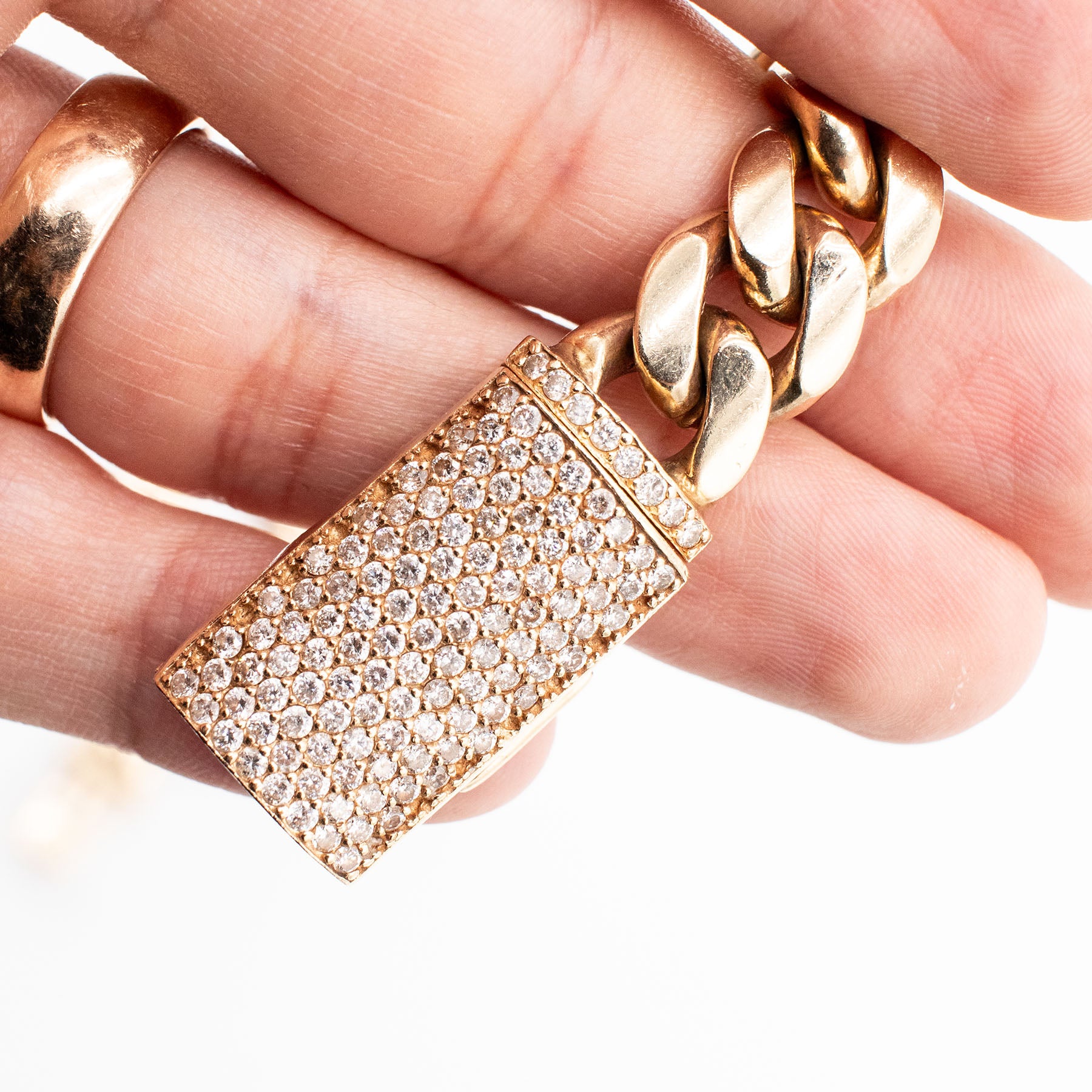 10k Yellow Gold 10mm Cuban Link Chain 15 inch Necklace With Diamonds