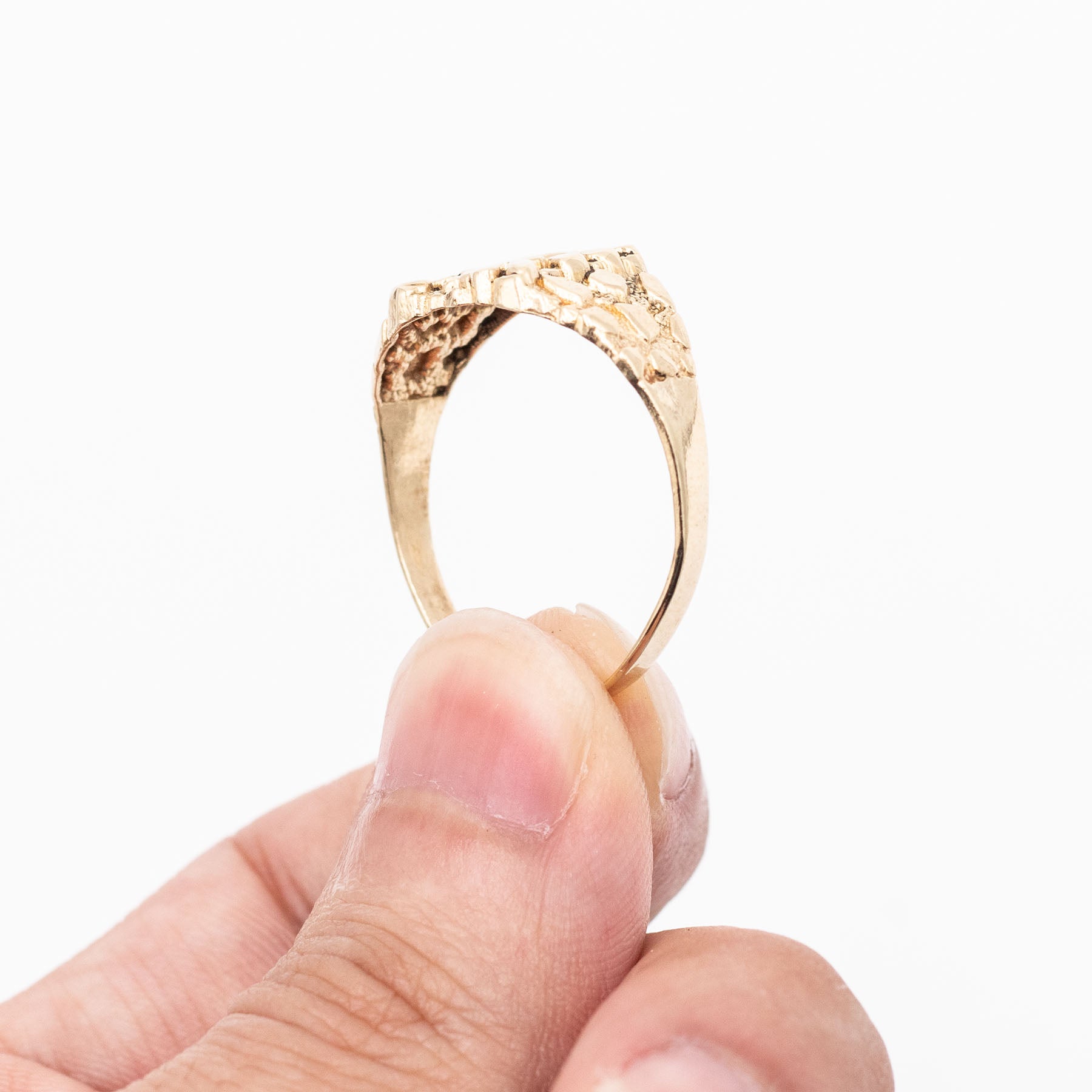 10k Yellow gold Hammered Nugget Ring