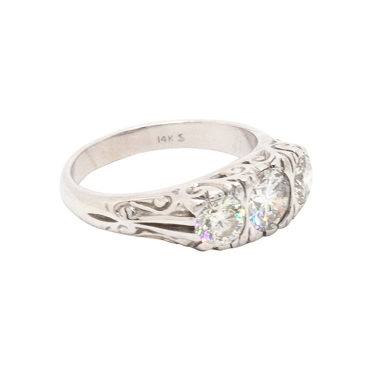 14k White Gold 0.85ctw Three Stone Diamond Ring