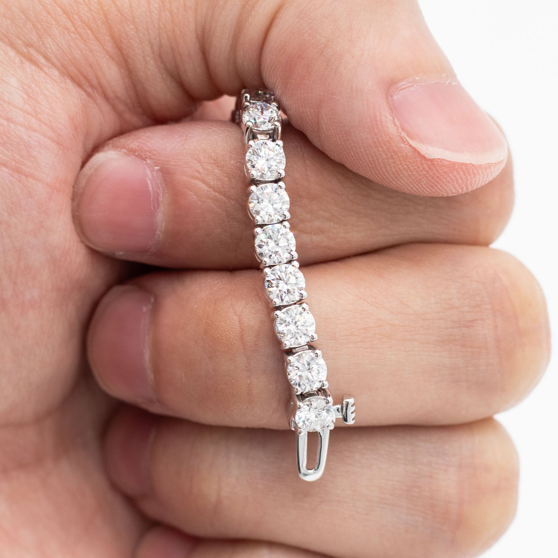 14k White Gold 9.20ctw Round cut Diamond Tennis Bracelet