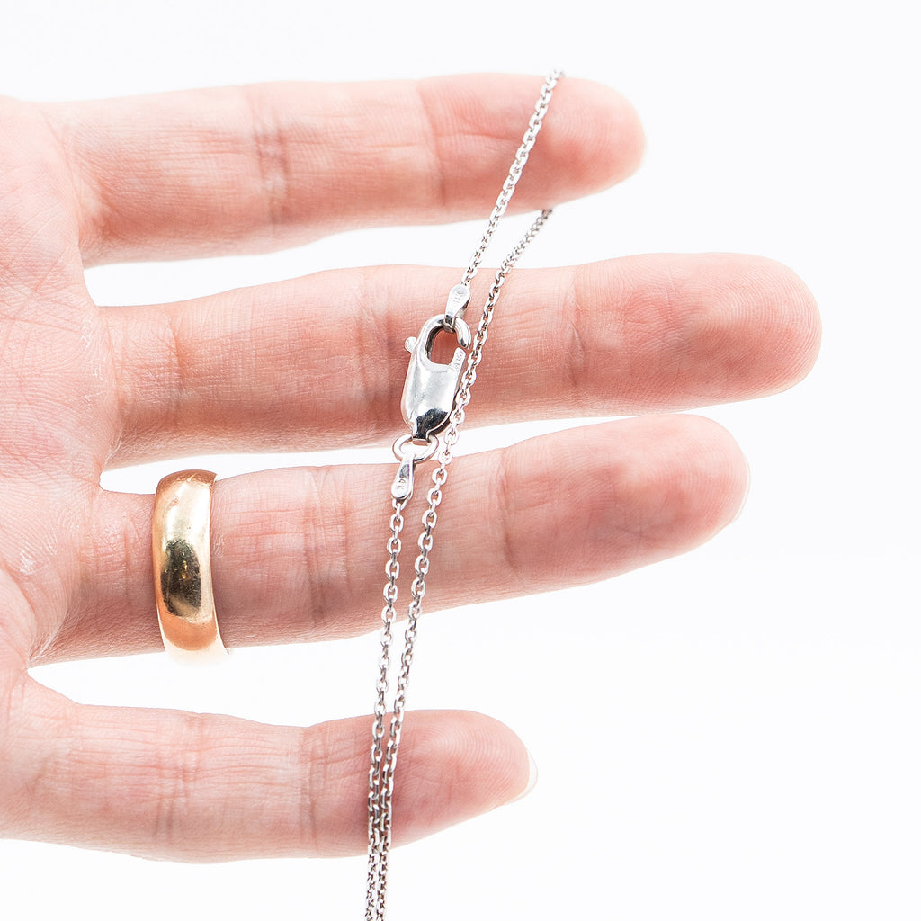 10k White Gold Small Round Diamond Tear Shape Pendant Necklace