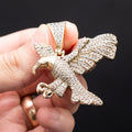 14k Yellow Gold Round Gemstone Pave Style Eagle Pendant