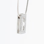 14k White Gold Diamond Pave Bezel Set Pendant on Snake Chain