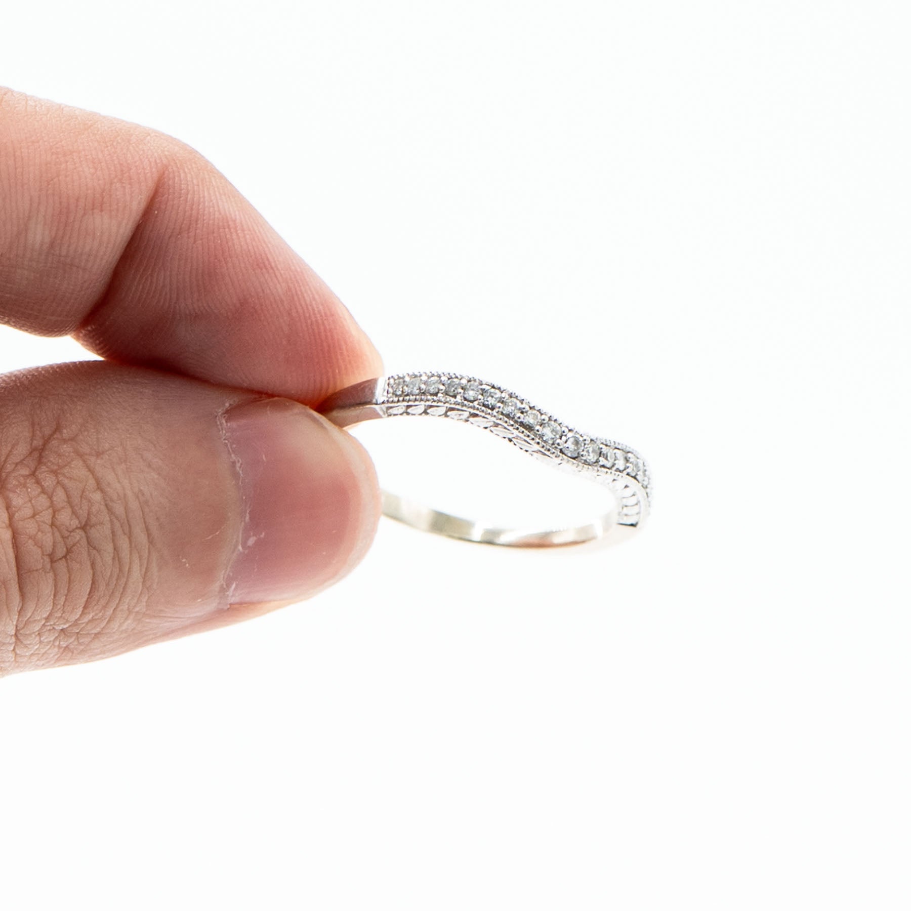 14k White Gold Round Diamond Three Piece Engagement Ring