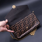 Fendi F is Fendi Brown Zucca Embossed Leather Envelope Wallet