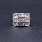 14k White Gold Baguette Diamond Pave Mens Ring