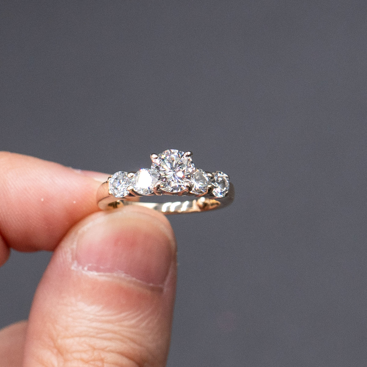 14k Yellow Gold Round Diamond Engagement Ring