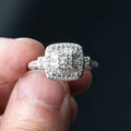 14k White Gold Round & Baguette Diamond Pave Engagement Ring