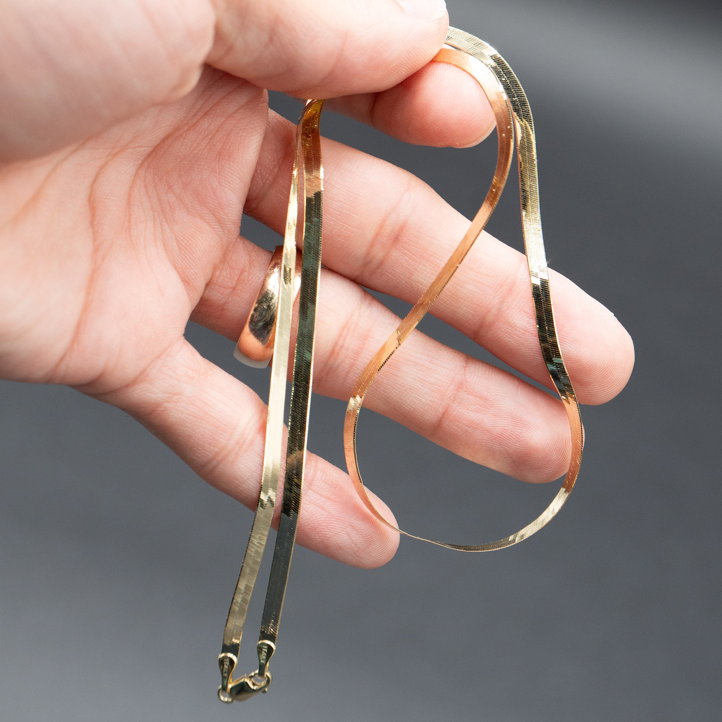 14k Yellow Gold Herringbone Ladies Necklace