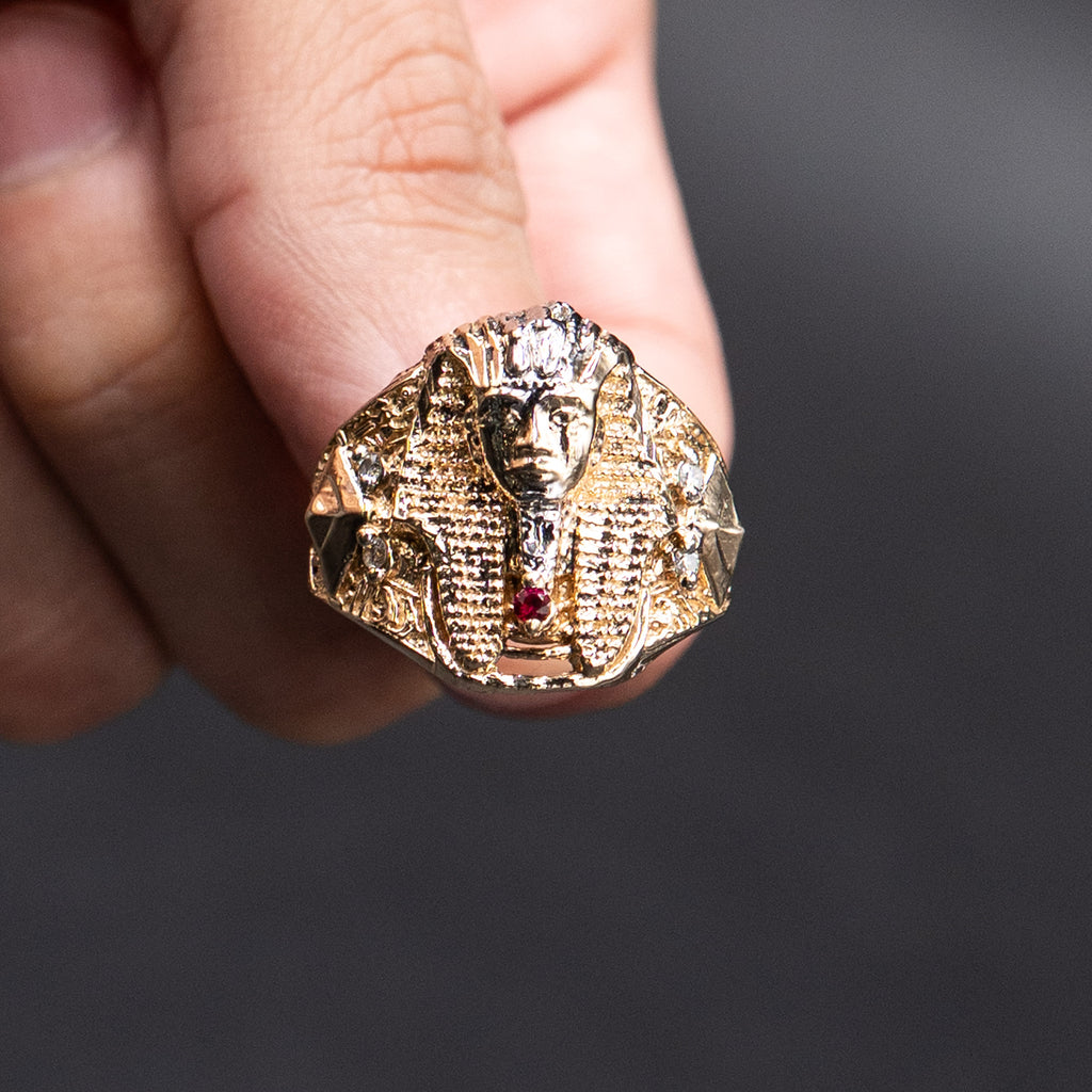 10k Yellow Gold Egyptian Pharaoh Wide Ring