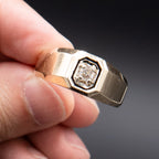 14k Yellow Gold Round Gemstone Wide Mens Band