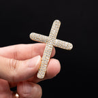 10k Yellow Gold Diamond Pave Cross Pendant