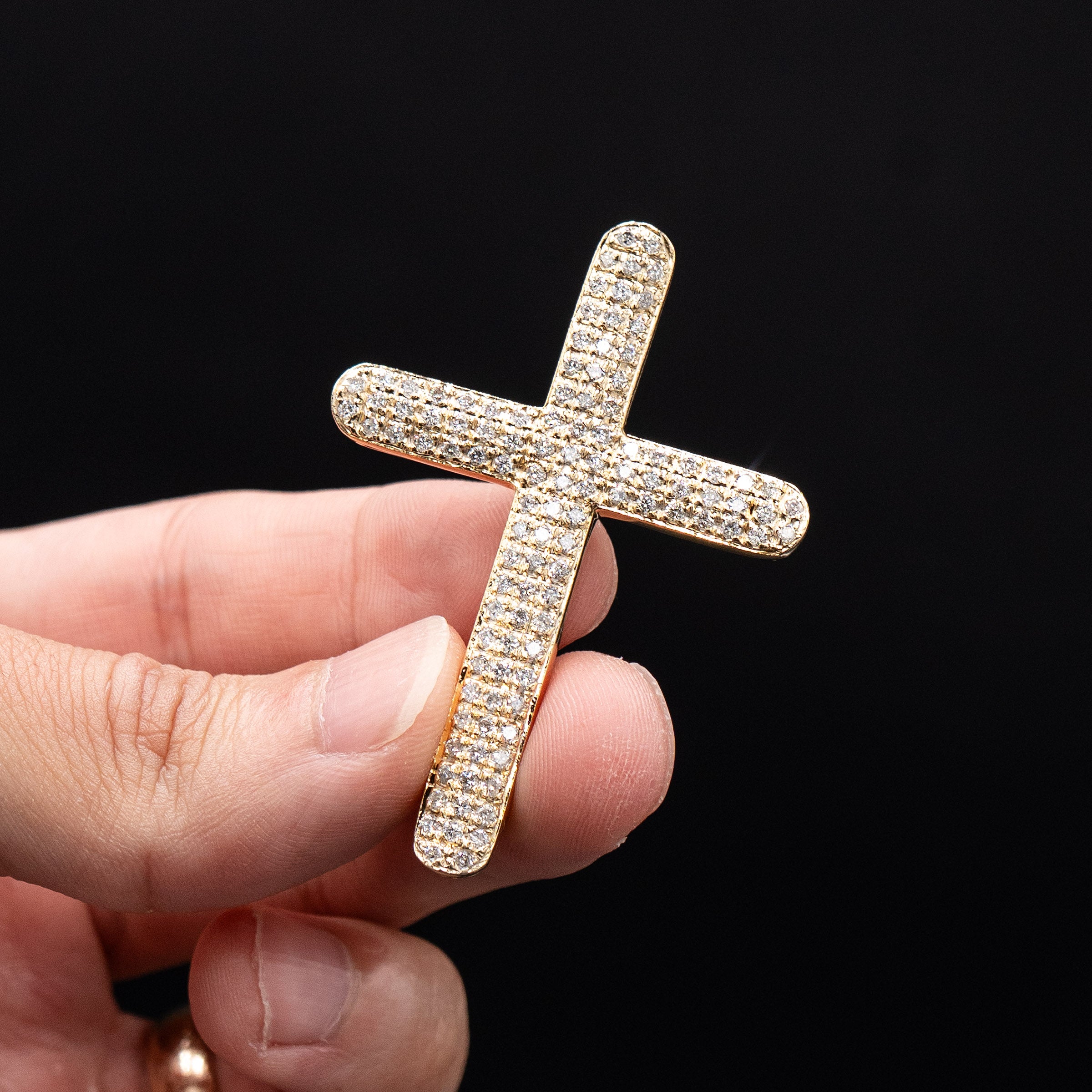 10k Yellow Gold Diamond Pave Cross Pendant