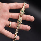14k Yellow Gold Diamond & Emerald Panther Bracelet