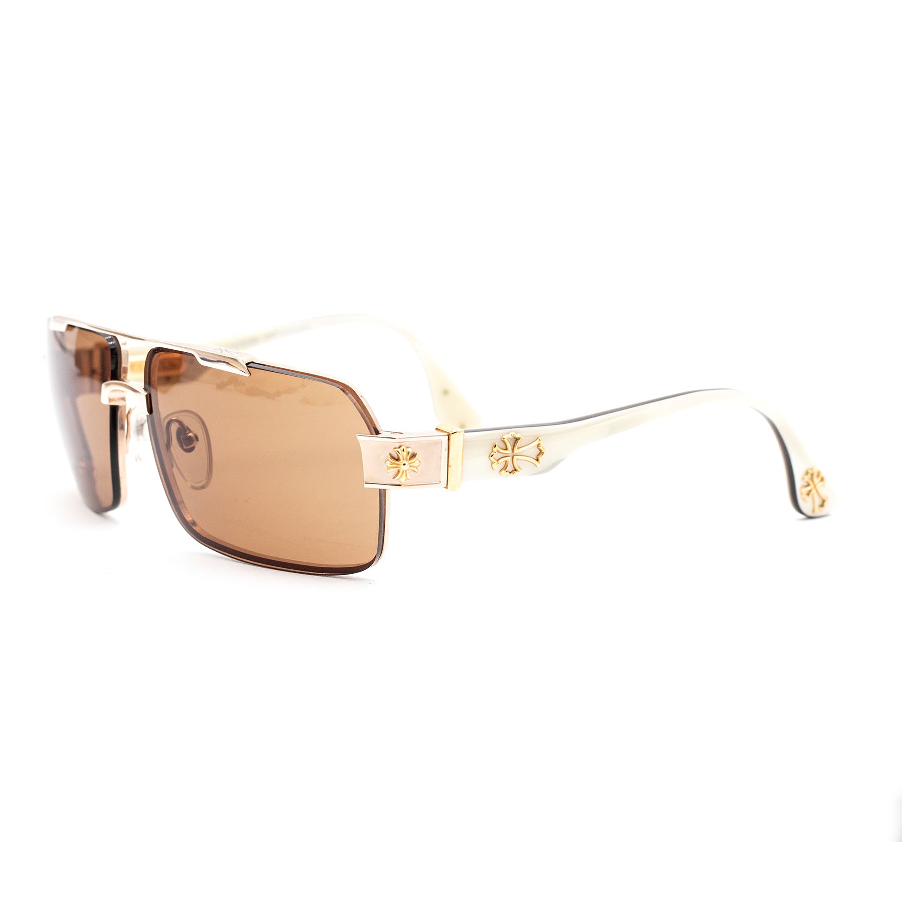 Chrome Hearts White & Gold Tone Sunglasses